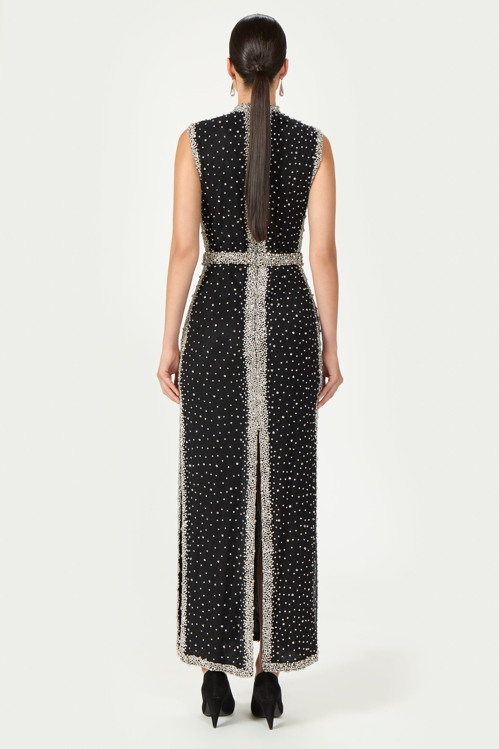Belina Embroidered Crystals Column Gown