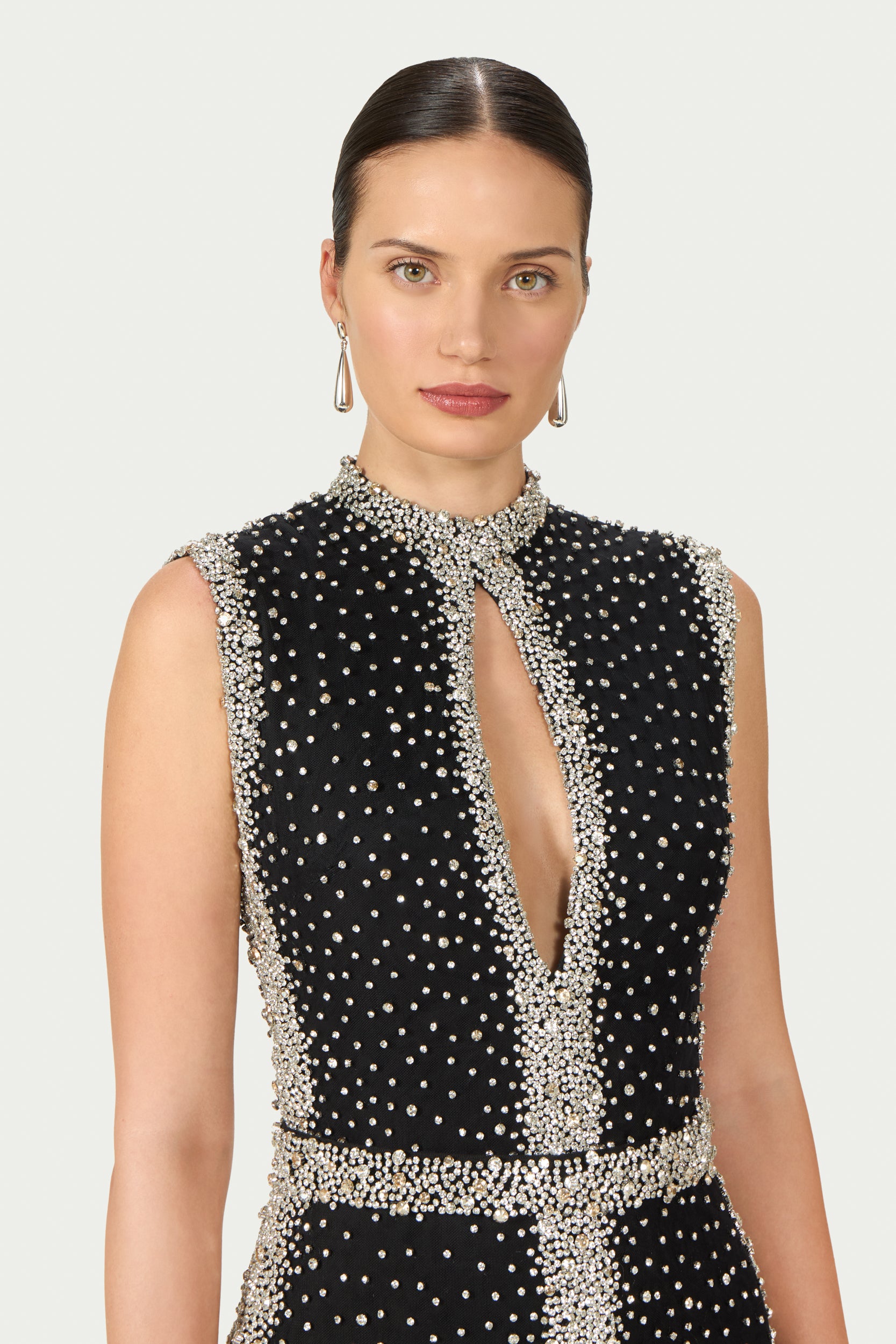 Belina Embroidered Crystals Column Gown