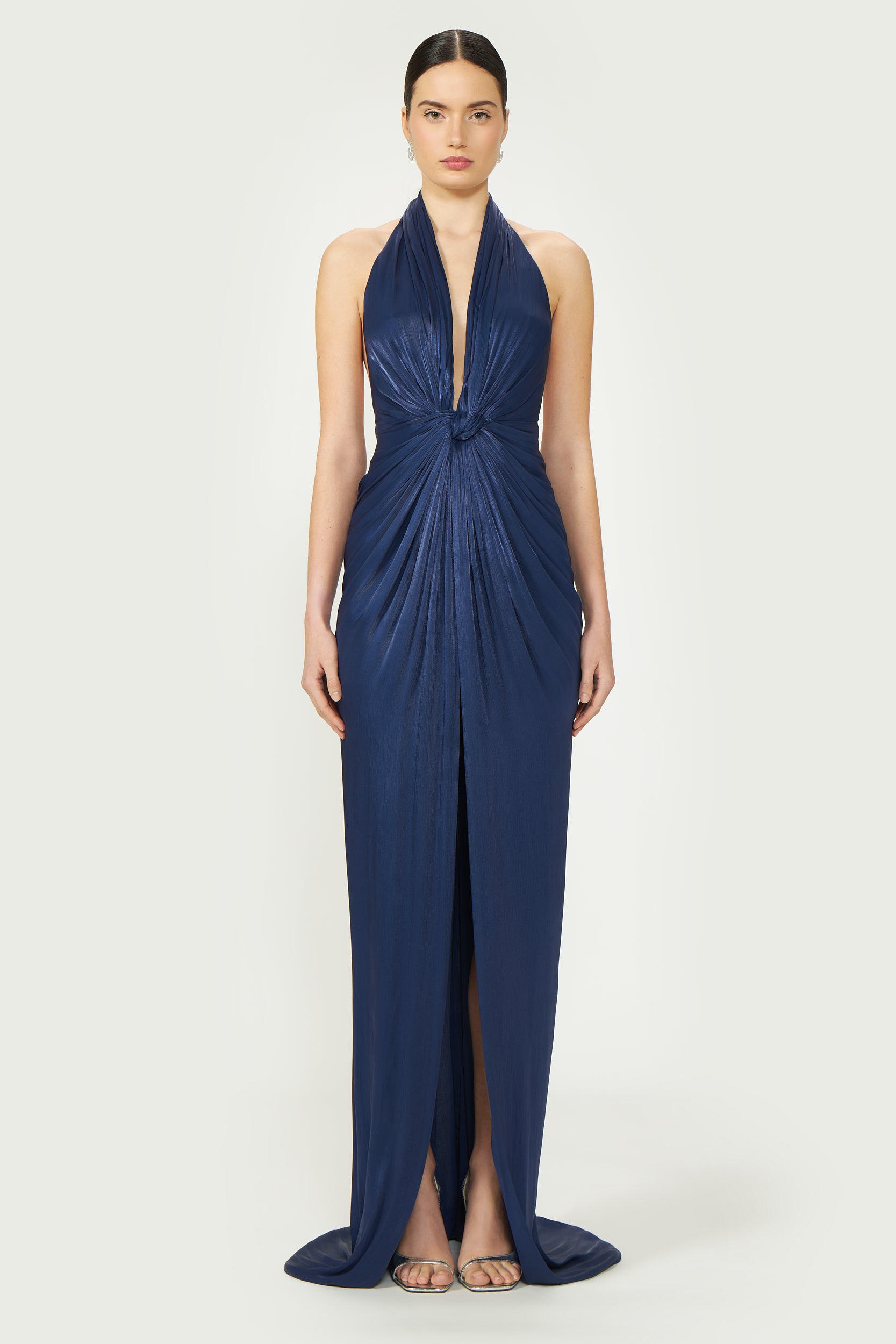 Costarellos - Colette Lurex Georgette Halterneck Gown - Size: 36 Costarellos - Colette Lurex Georgette Halterneck Gown - Size: 36