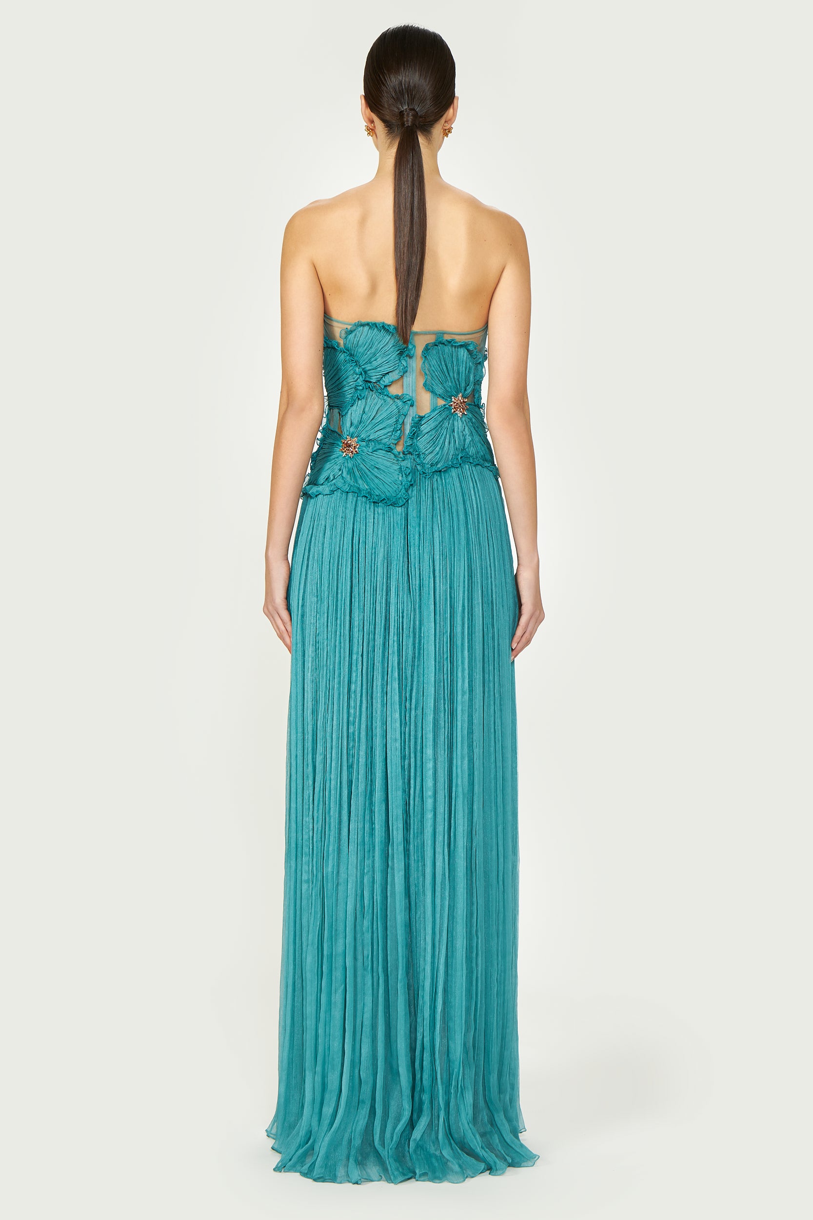 Adamaris Crinkled Silk Chiffon Gown