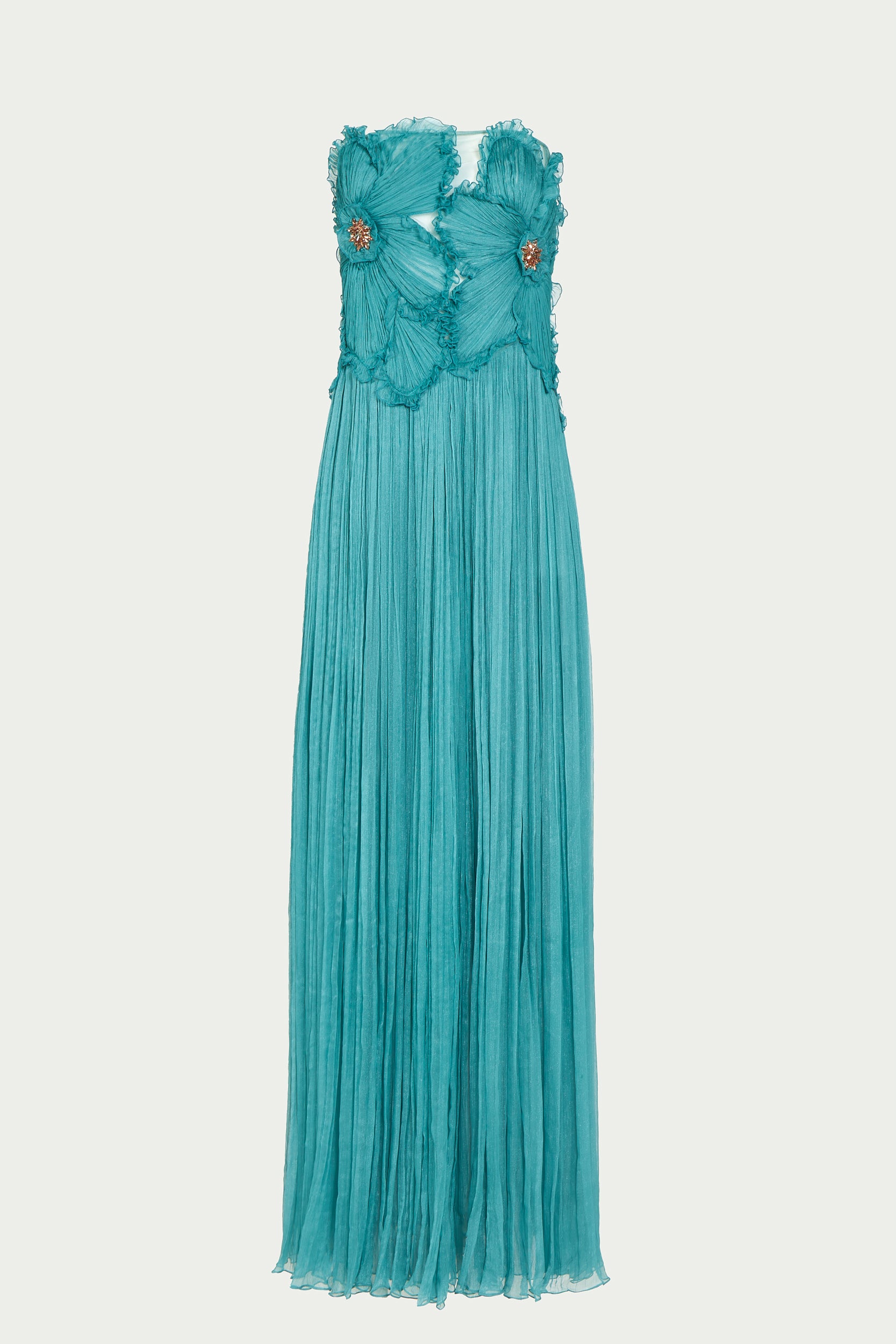 Adamaris Crinkled Silk Chiffon Gown