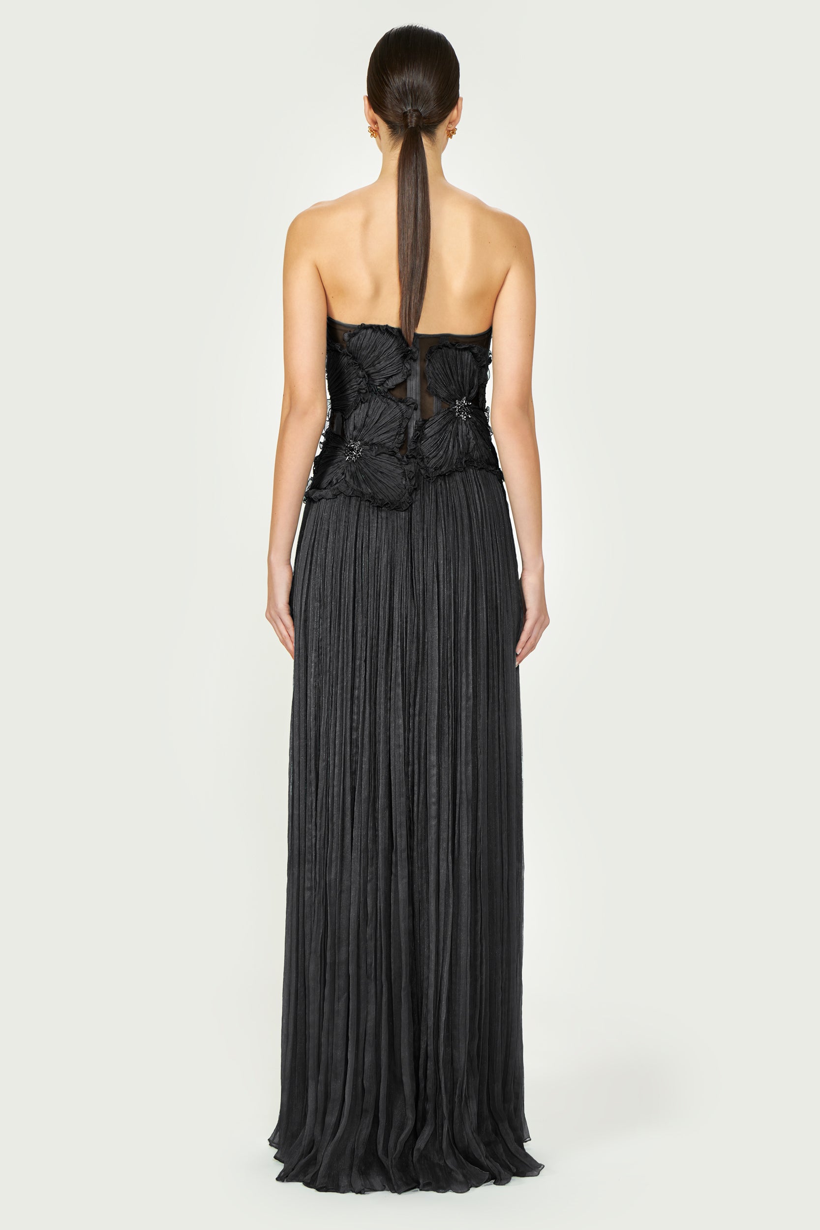 Adamaris Crinkled Silk Chiffon Gown