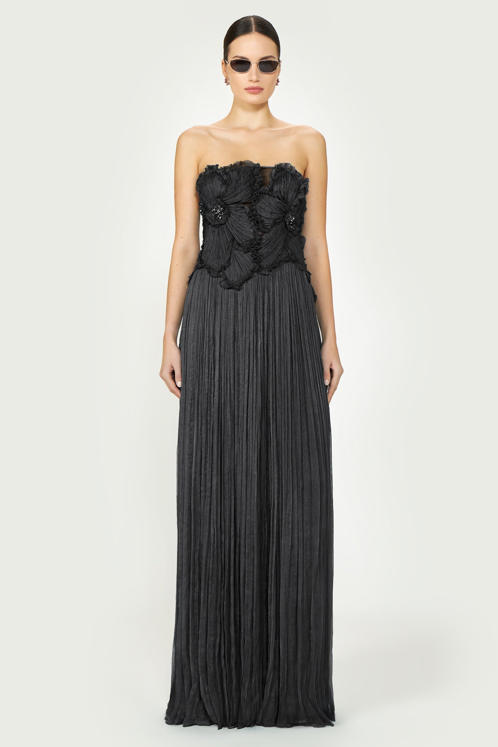 Adamaris Crinkled Silk Chiffon Gown