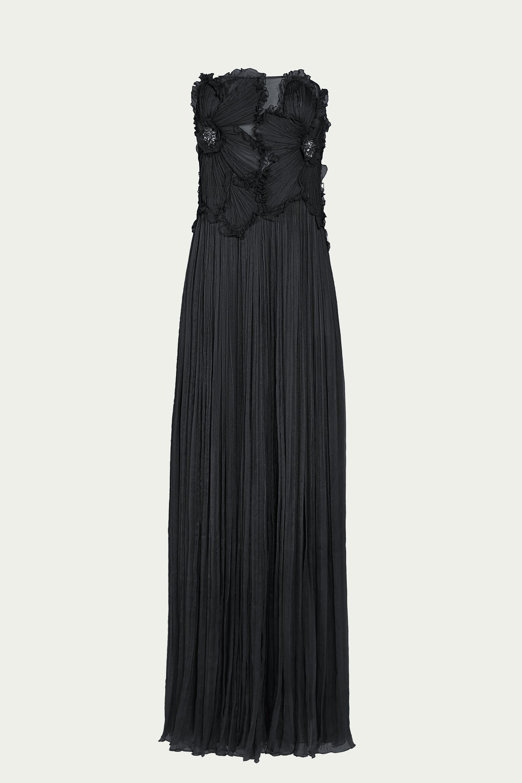 Adamaris Crinkled Silk Chiffon Gown