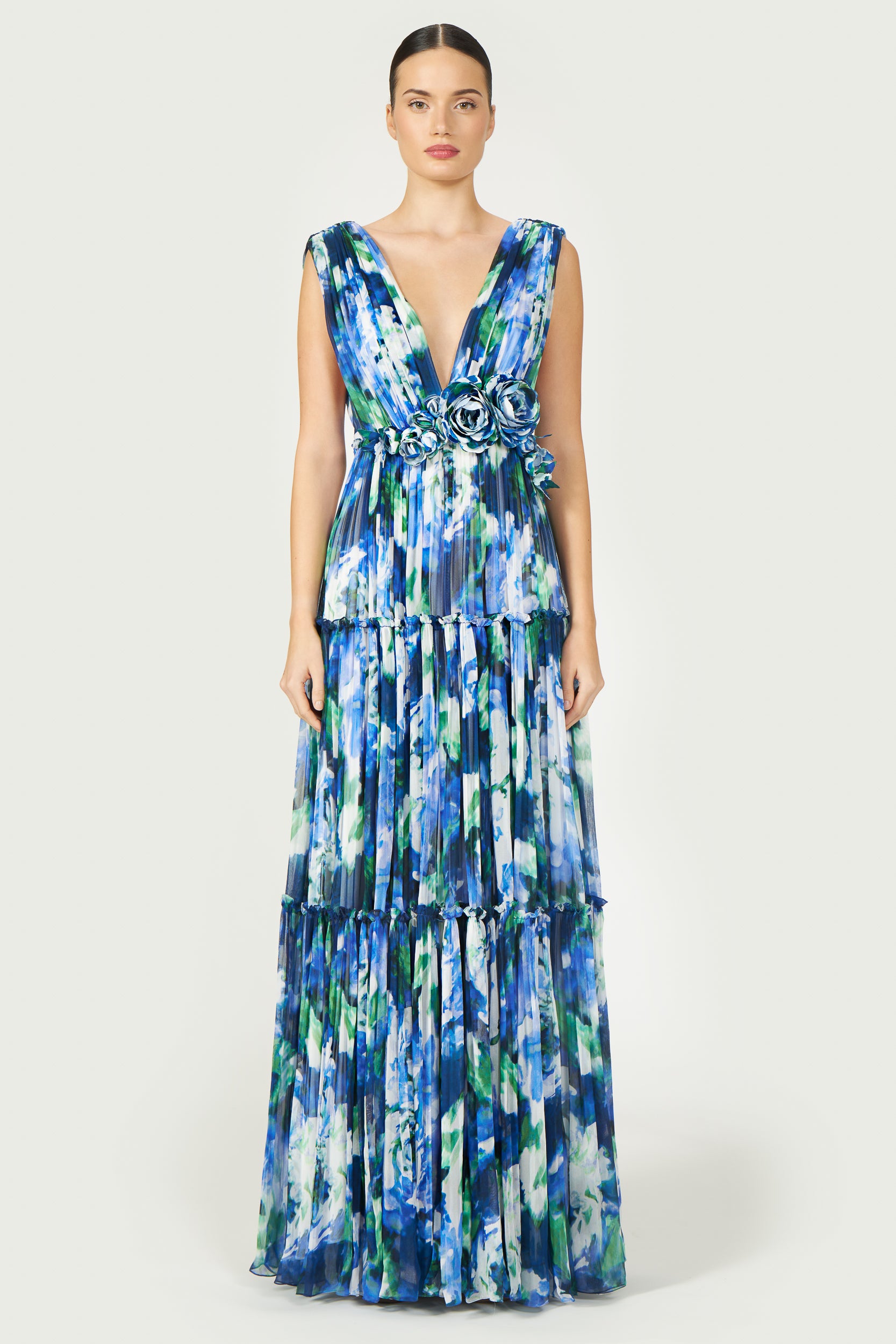 Arella Floral Silk Georgette Gown