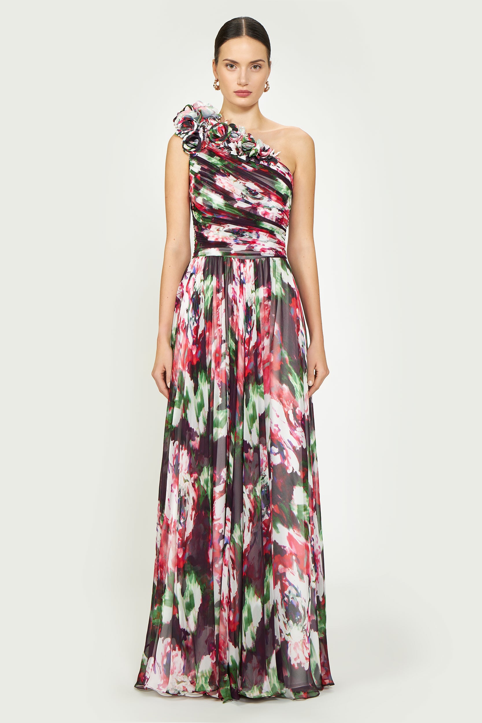 Jera Floral-Print Georgette Gown