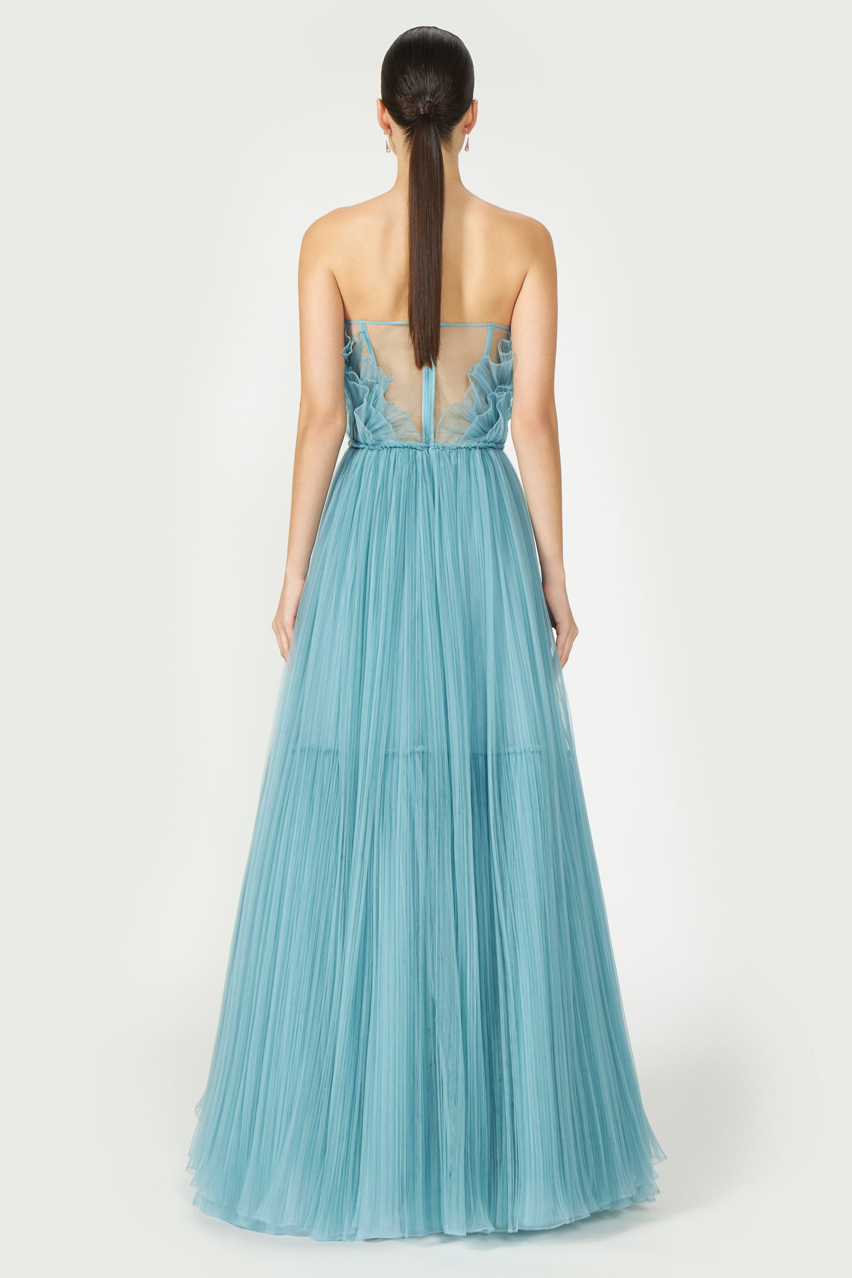 Marinel Plissé Tulle Gown