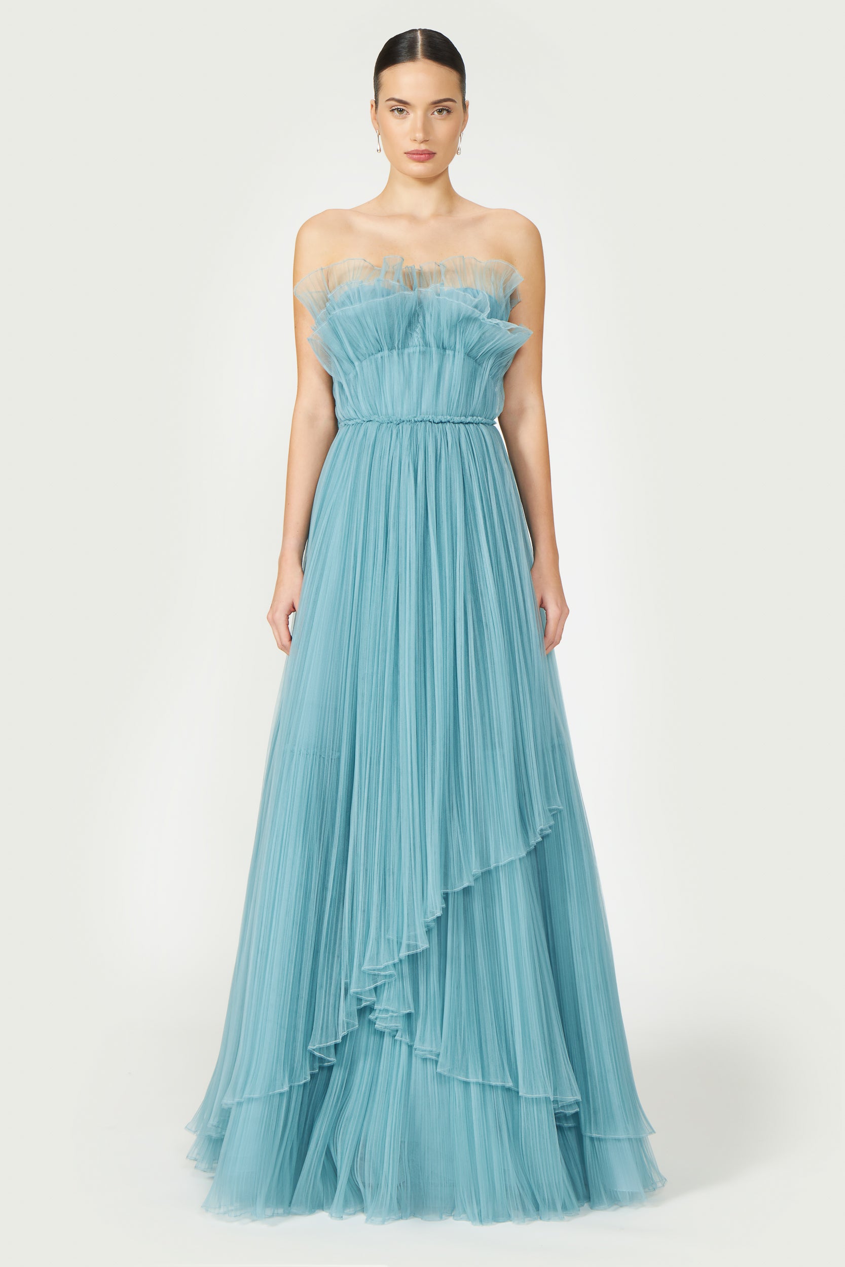 Marinel Plissé Tulle Gown