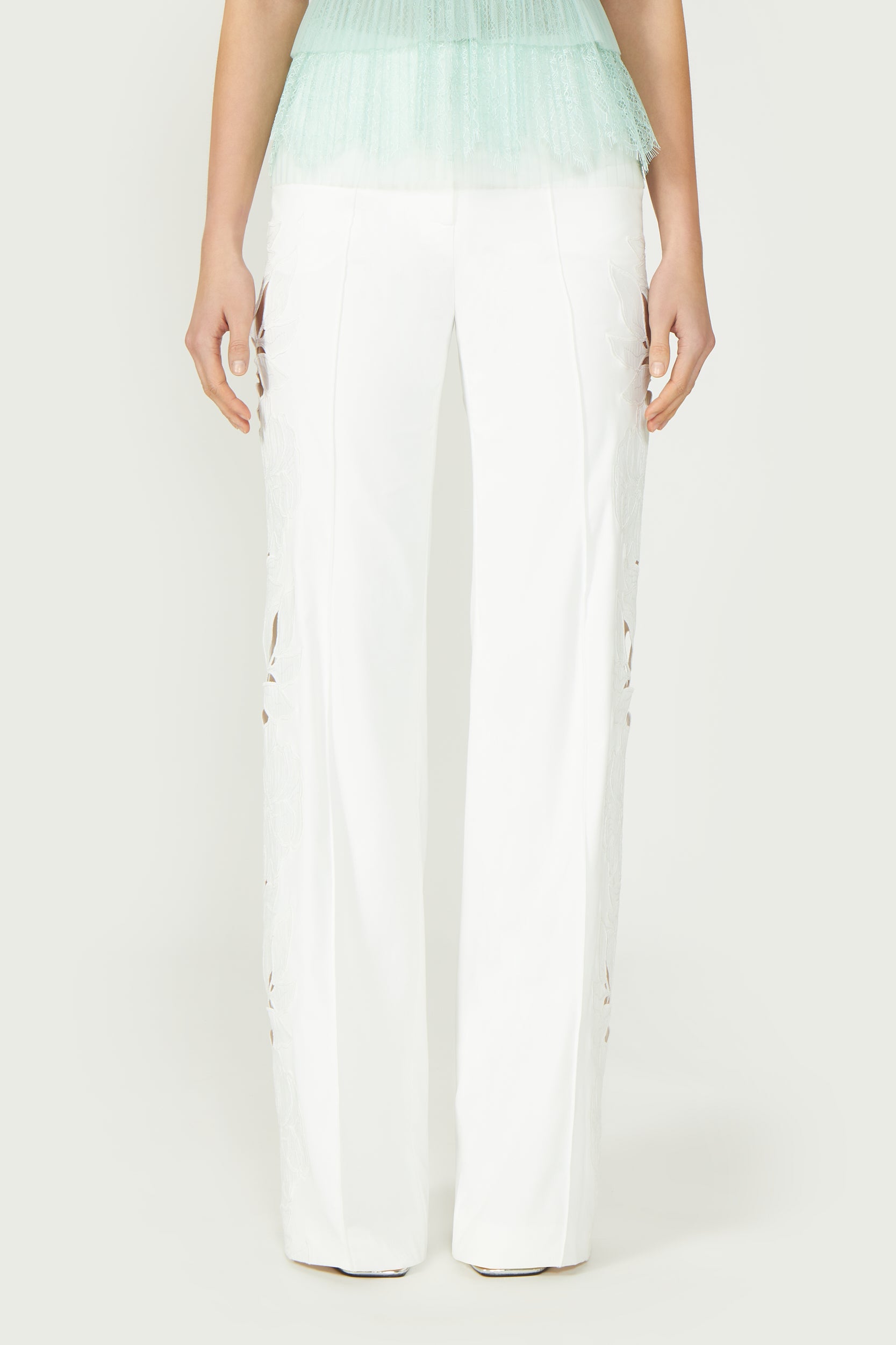 Yana Floral-Cut Lace Trousers