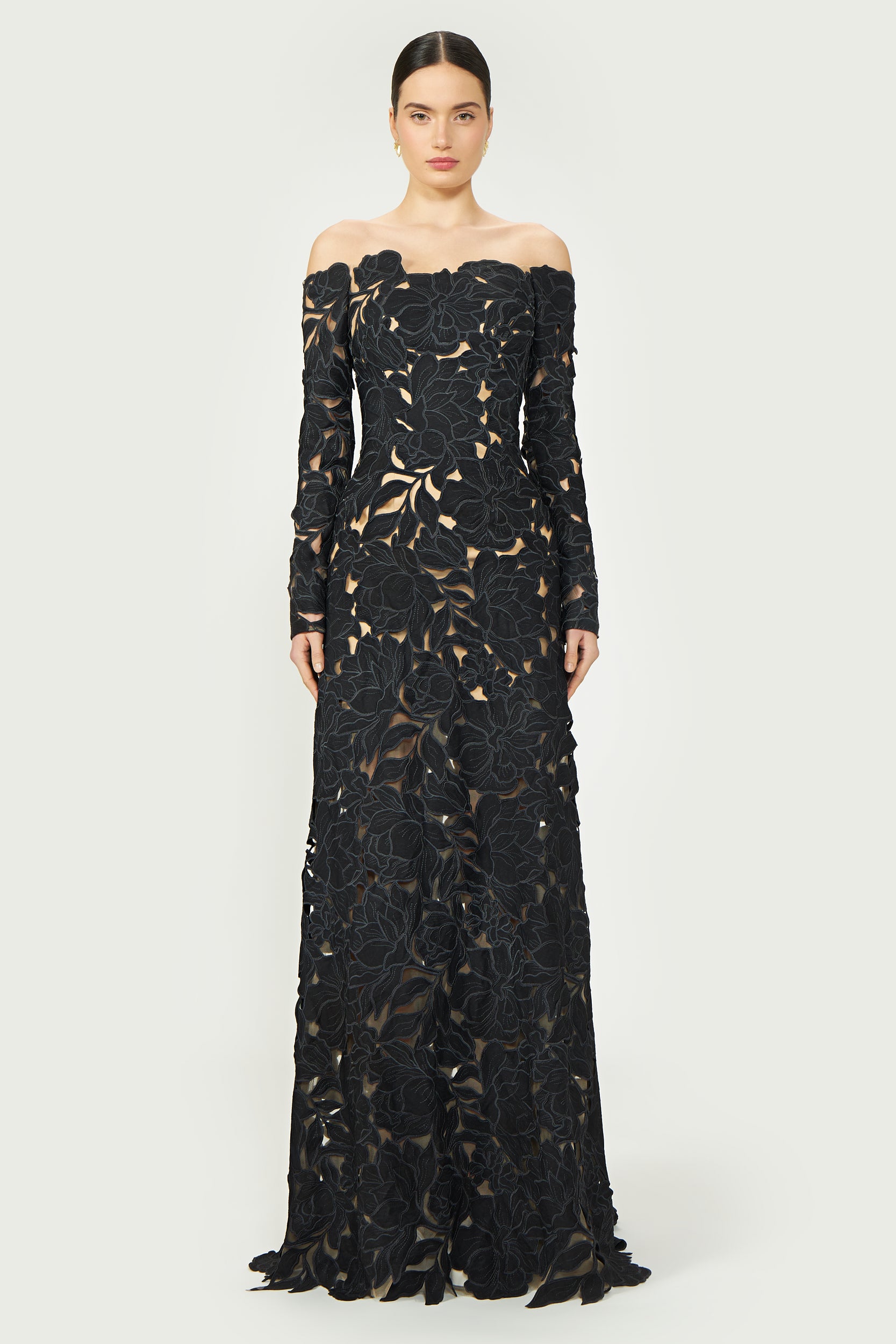 Kasia Floral-Cut Lace Gown