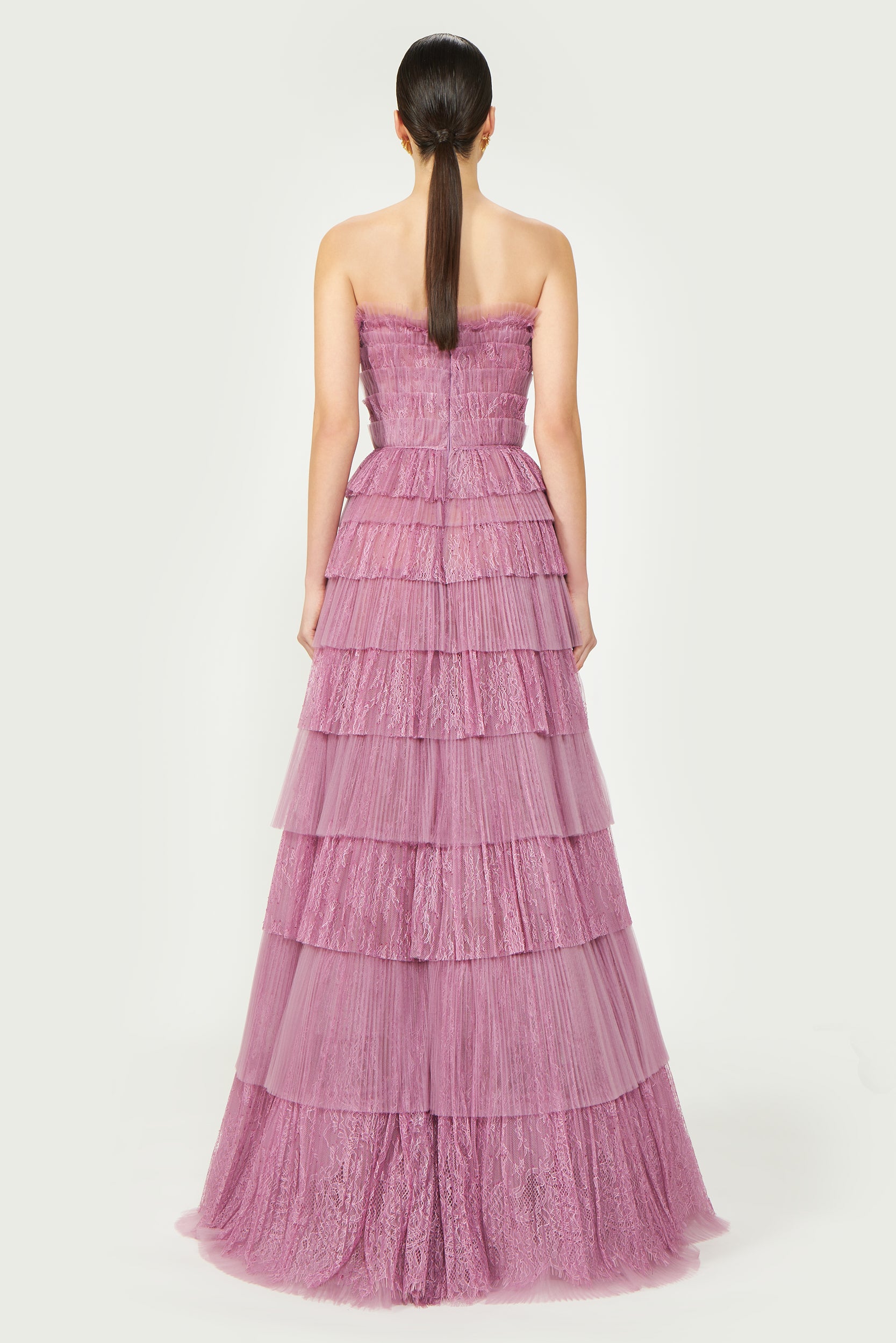 Trissa Plissé Strapless Gown