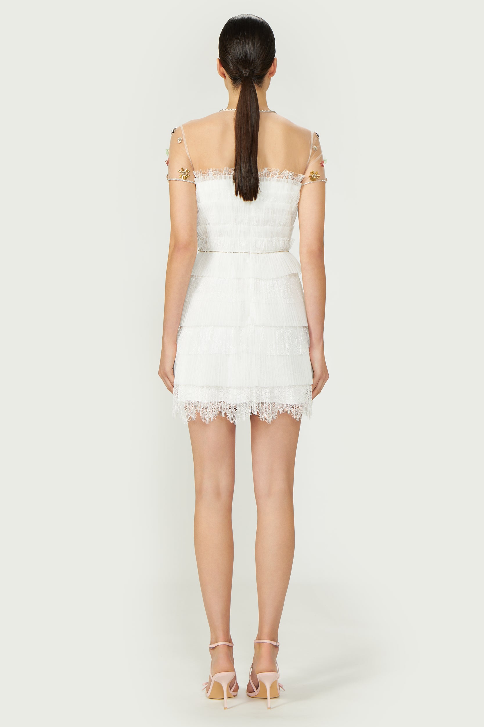 Samie Plissé Tulle Mini Dress