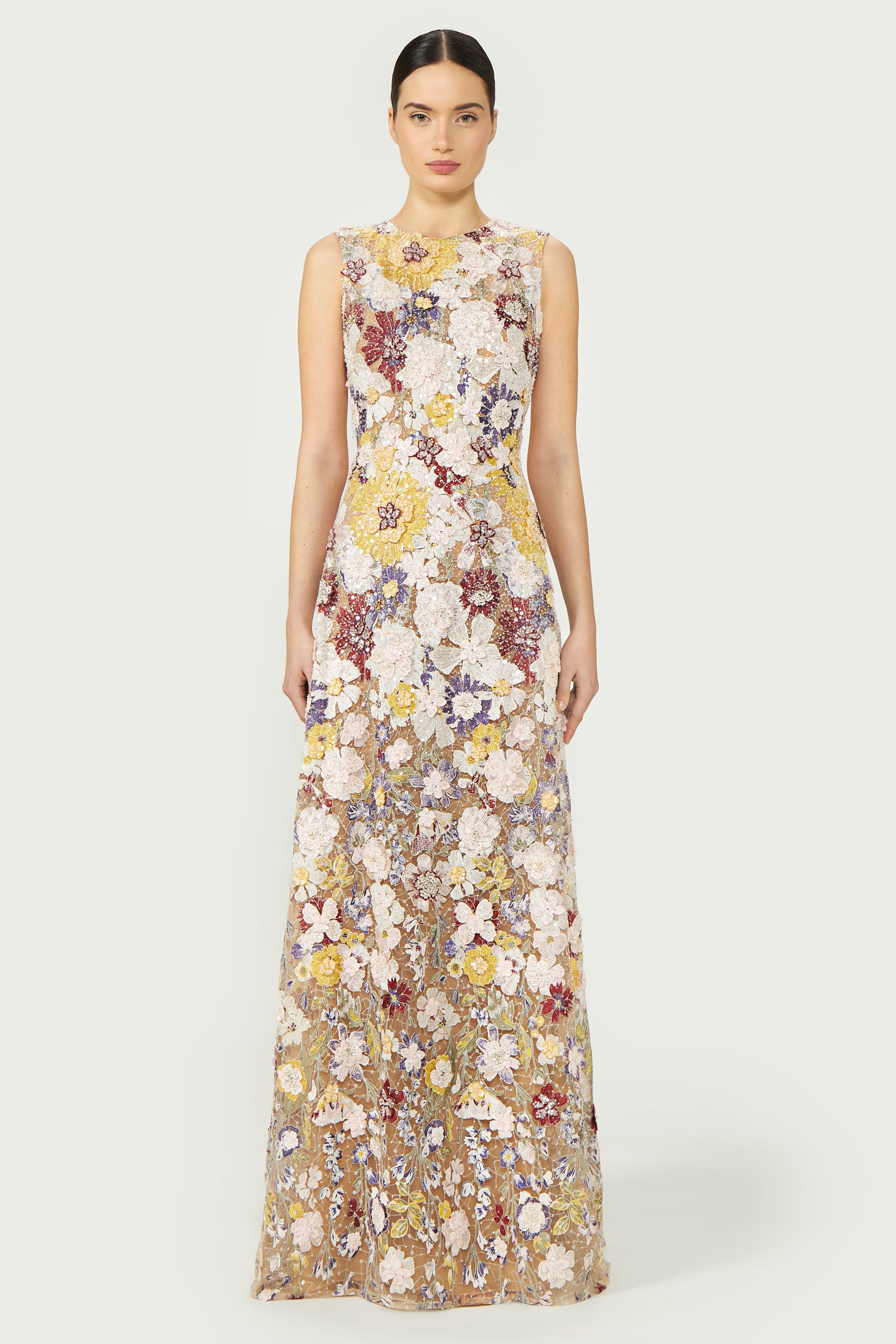 Costarellos - Daphna Embroidered Gown