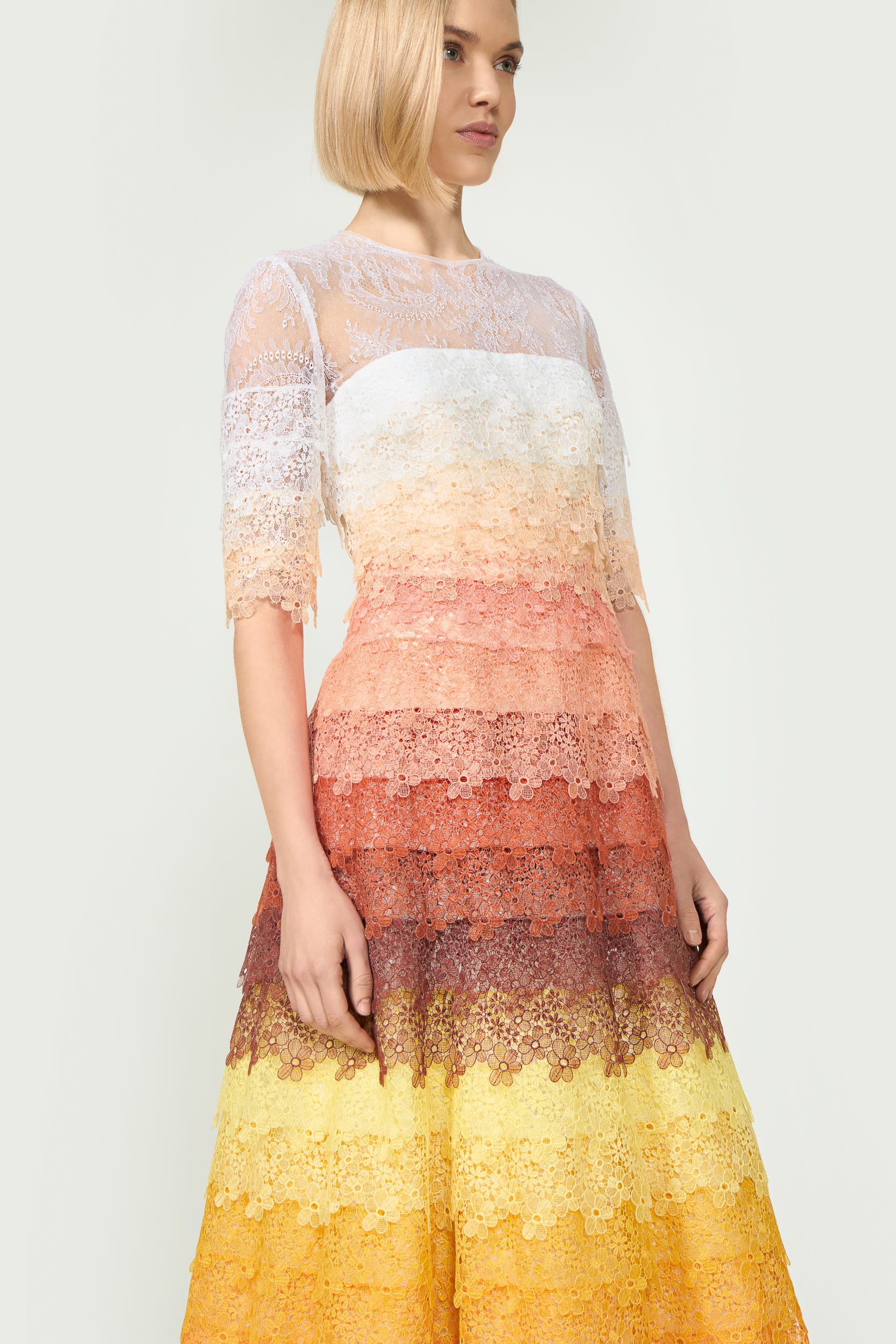 Sinda Gossamer Lace Ombré Tiered Dress