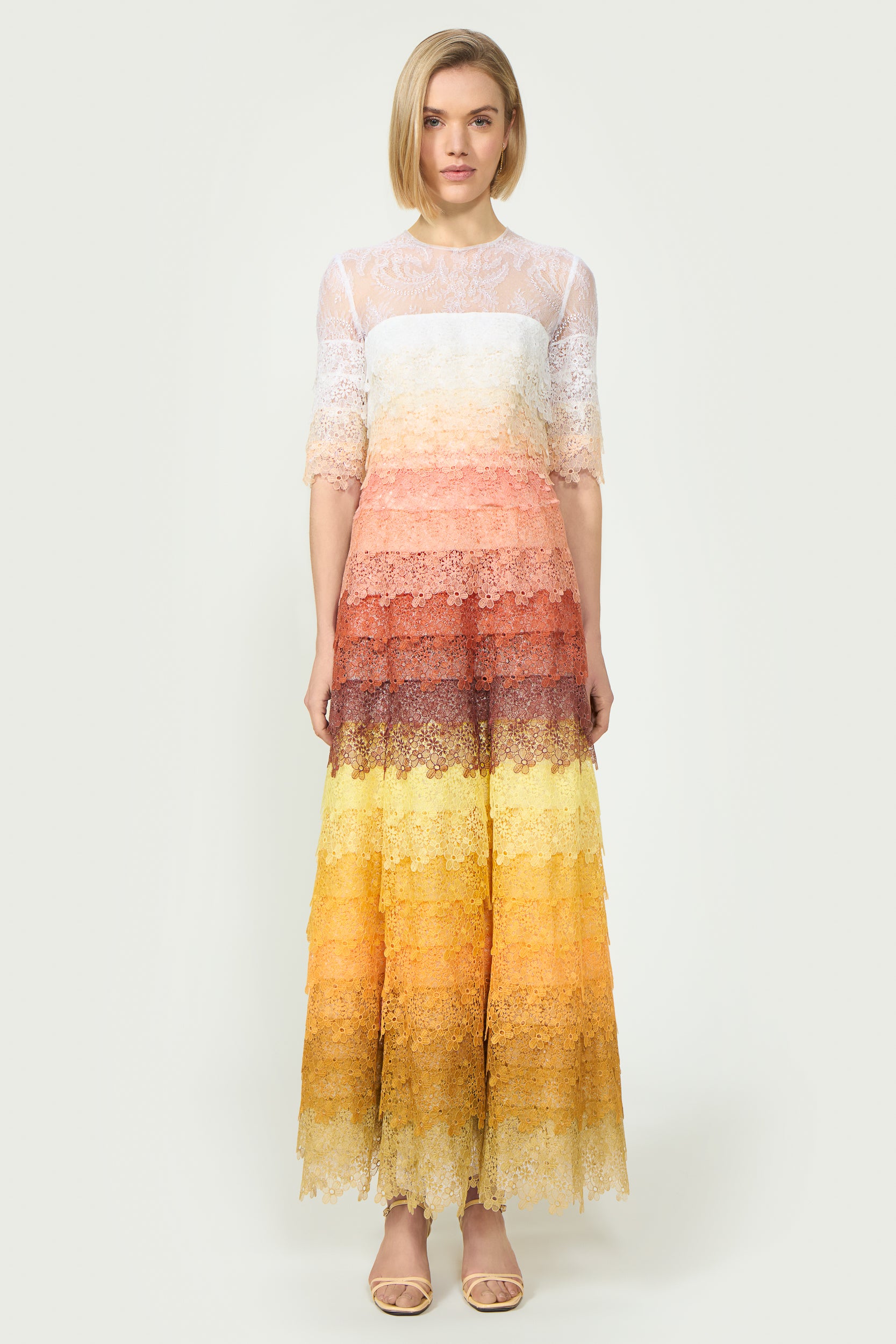 Sinda Gossamer Lace Ombré Tiered Dress