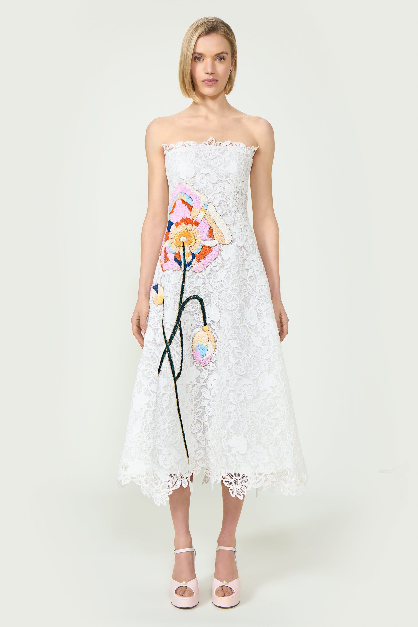 Marina Corded Lace Strapless Gown Marina Corded Lace Strapless Gown