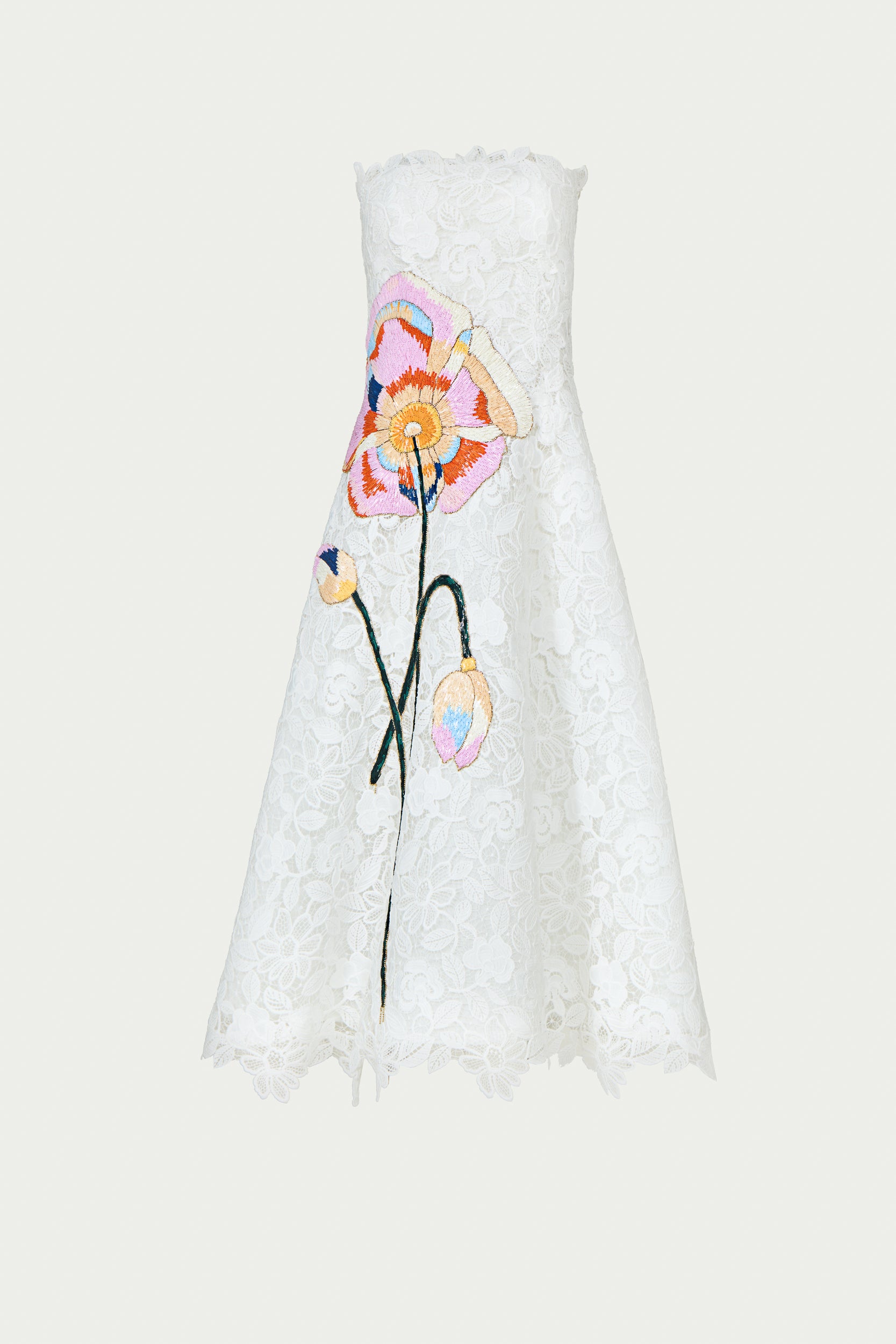 Marina Corded Lace Strapless Gown