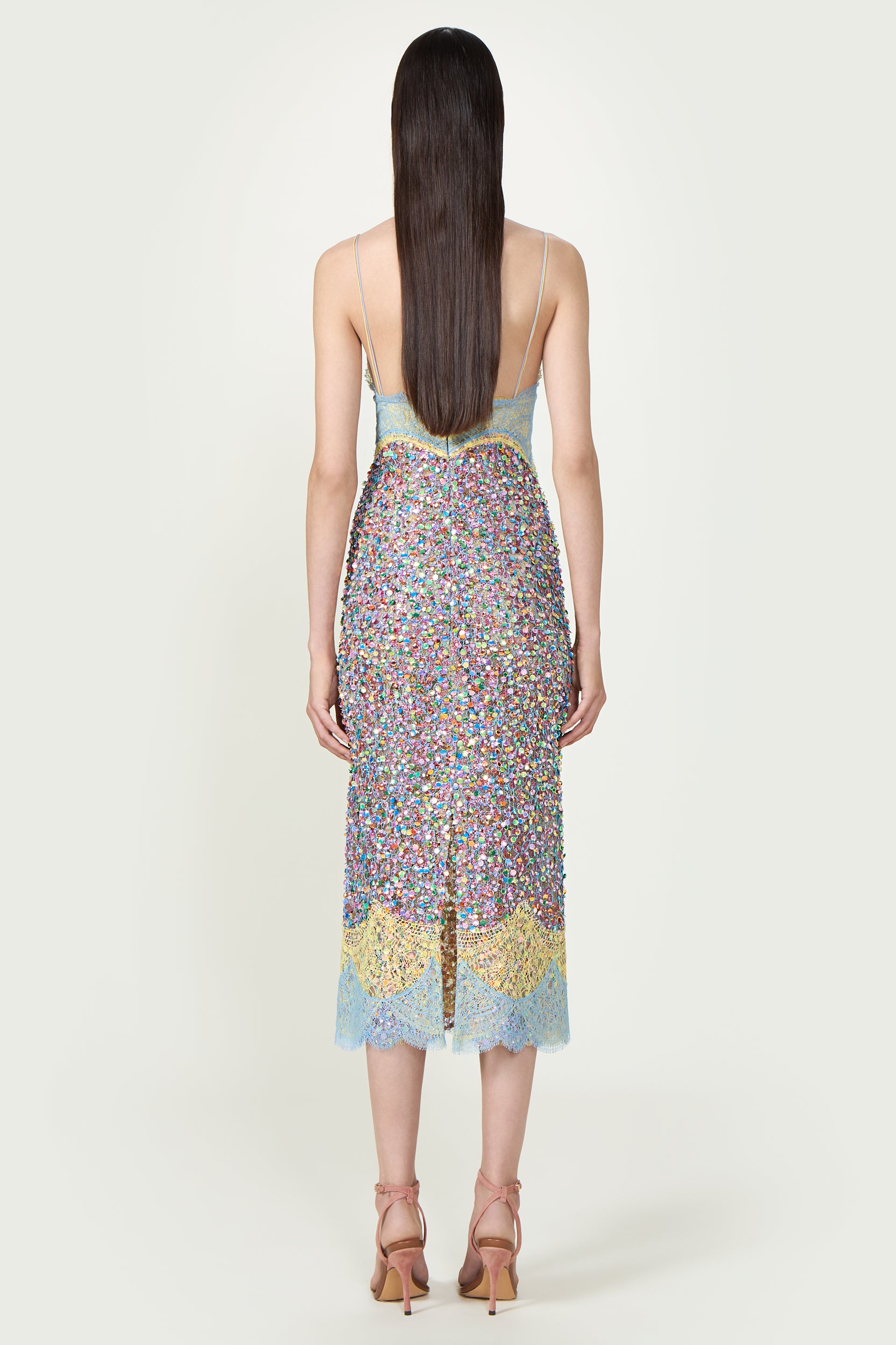 Alessia Chantilly Lace Sequined Midi Dress