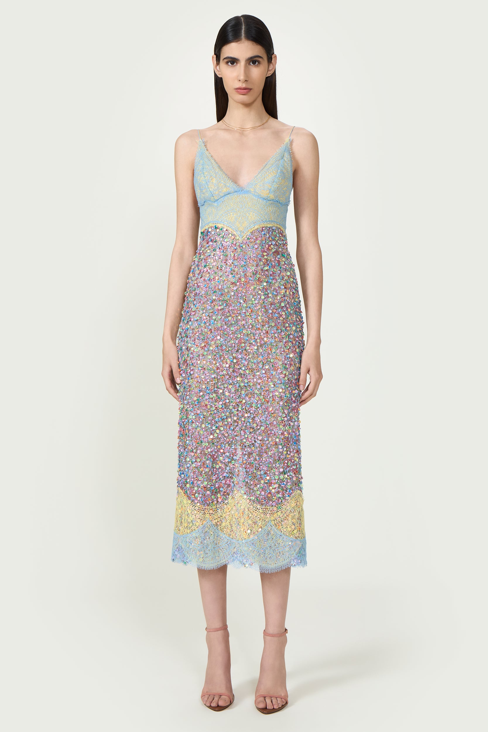 Alessia Chantilly Lace Sequined Midi Dress