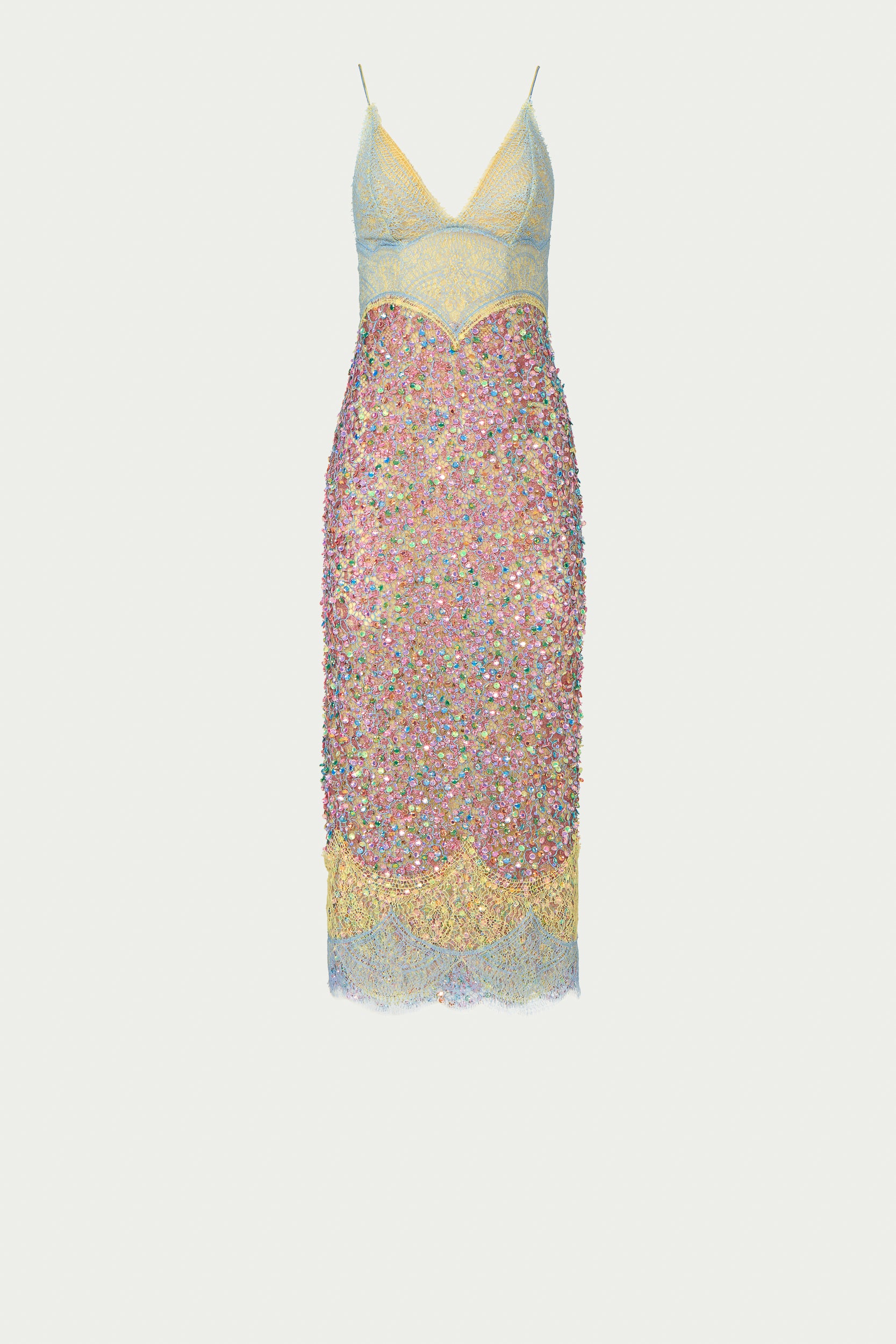Alessia Chantilly Lace Sequined Midi Dress