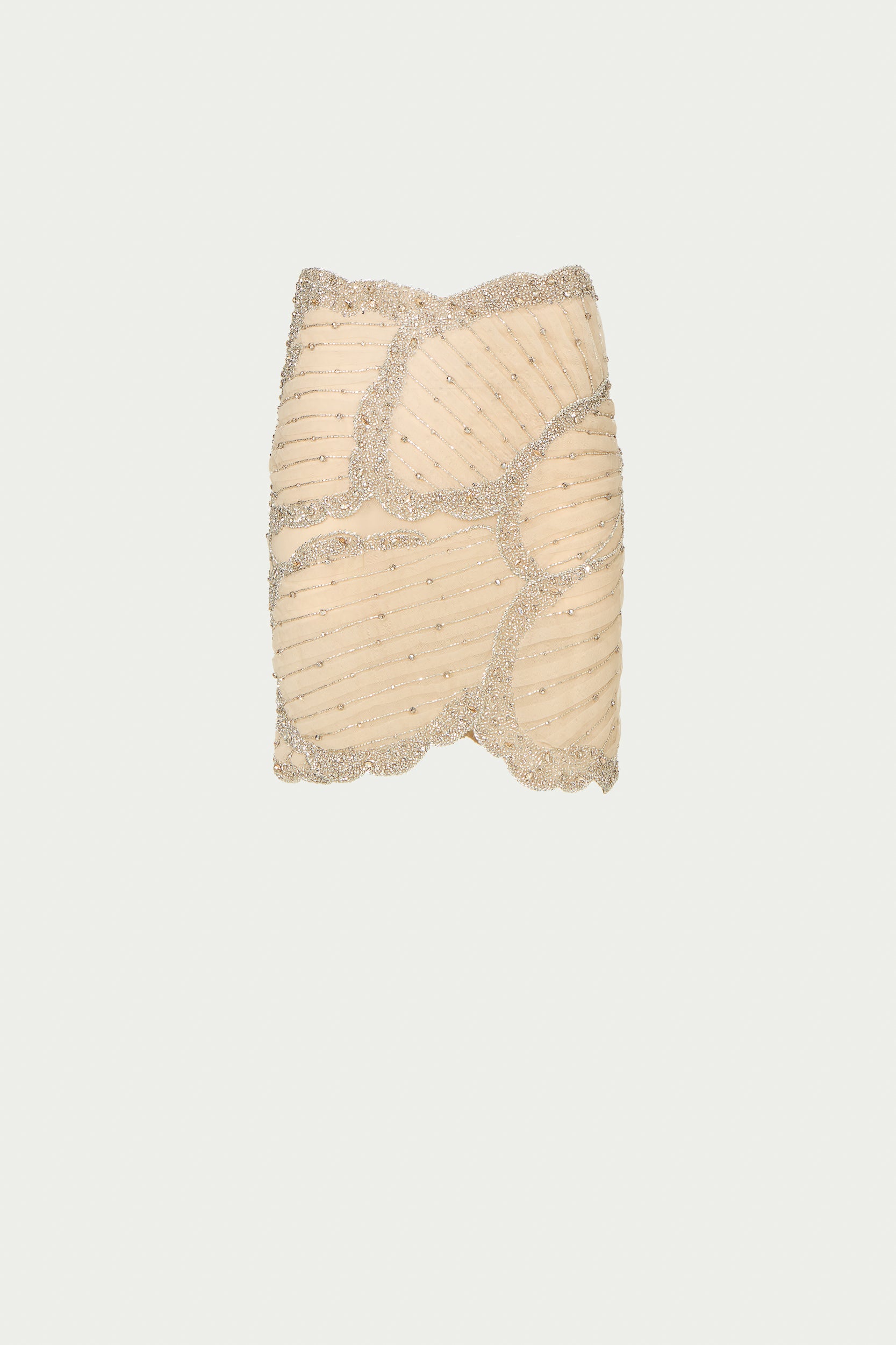 Odine Crystal Silk Georgette Mini Skirt