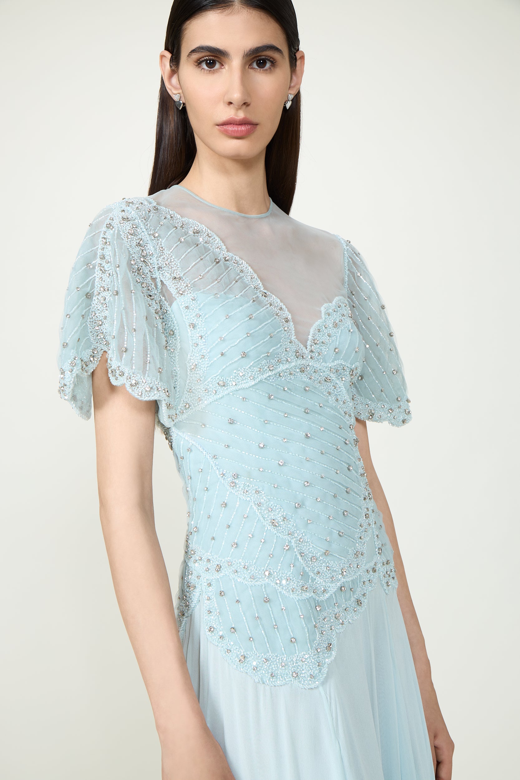 Elara Crystal Silk Georgette Gown