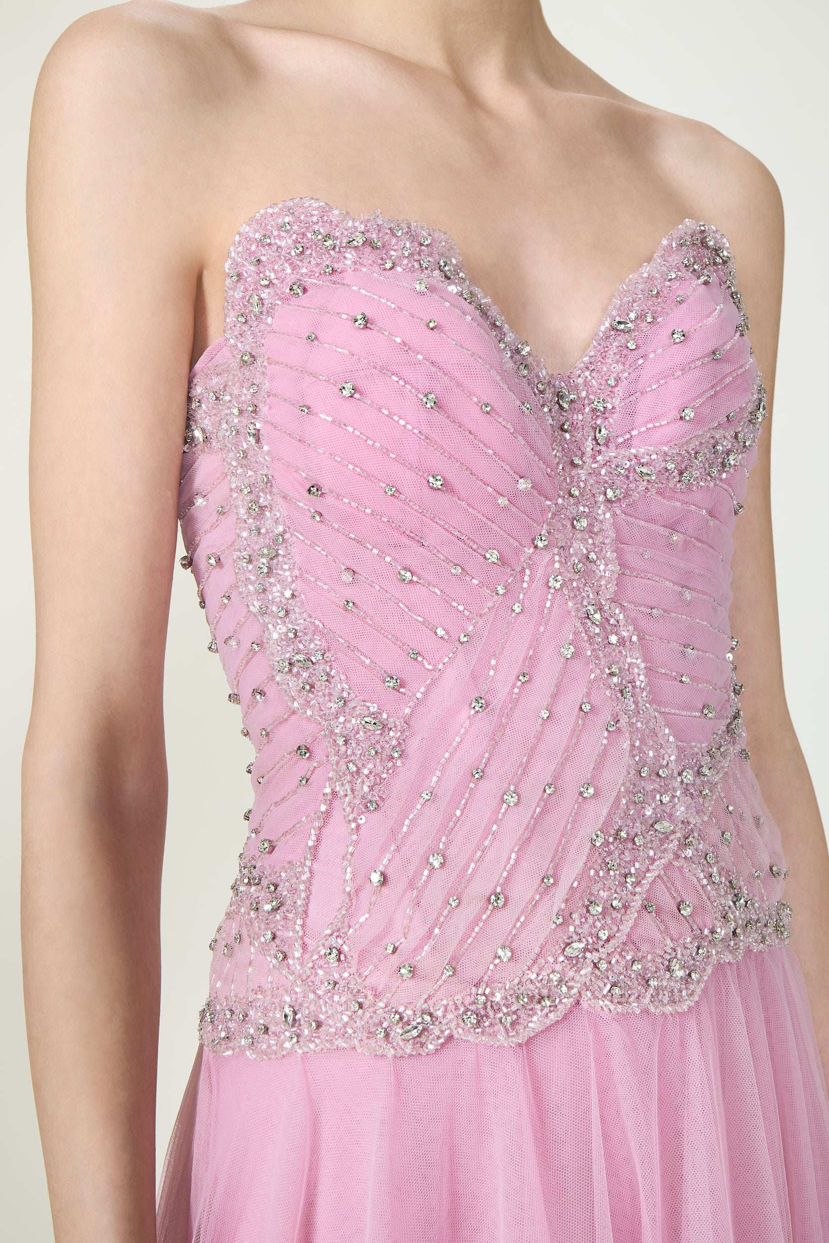 Vivienne Crystal French Tulle Strapless Ball Gown