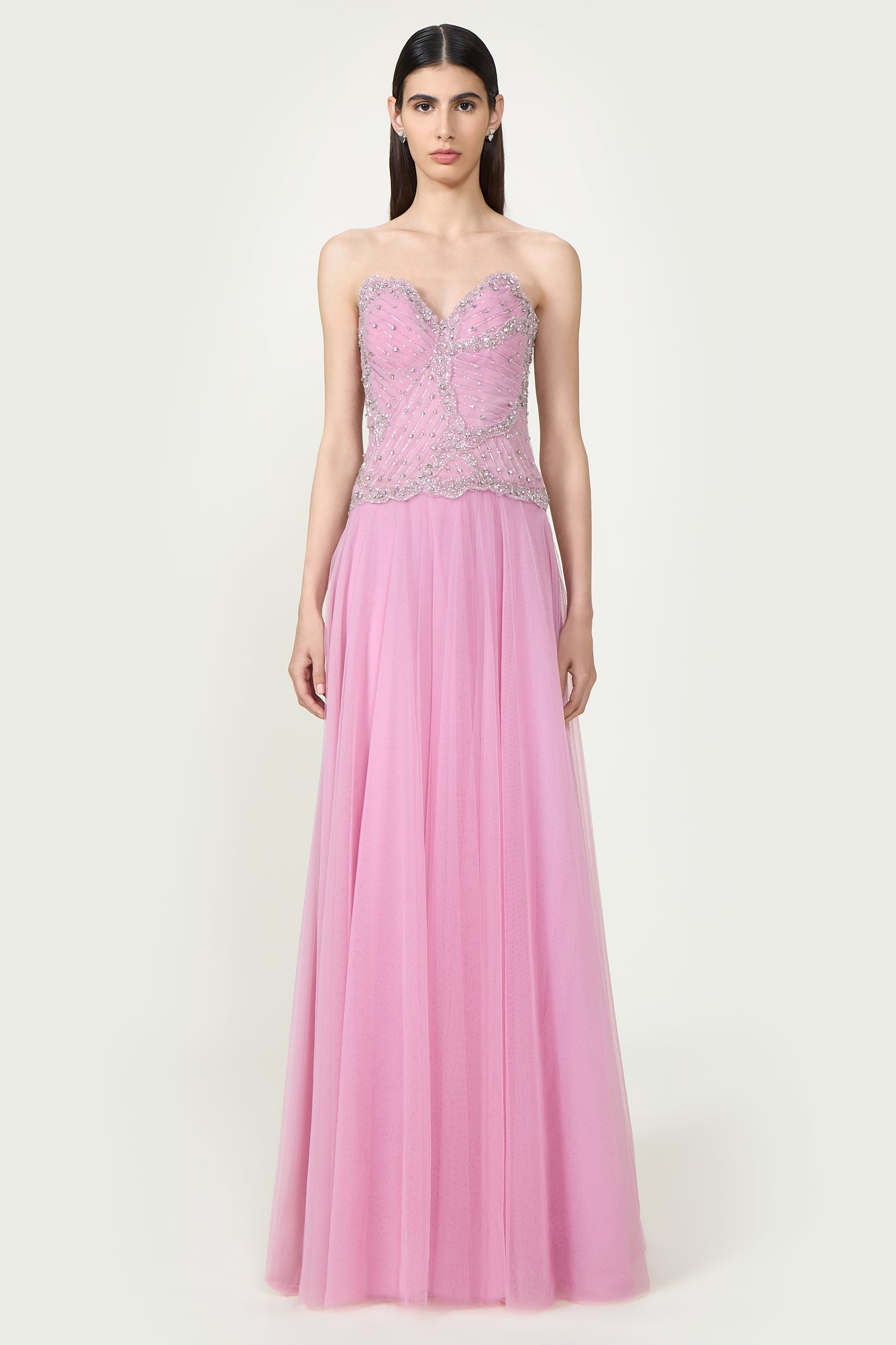 Vivienne Crystal French Tulle Strapless Ball Gown