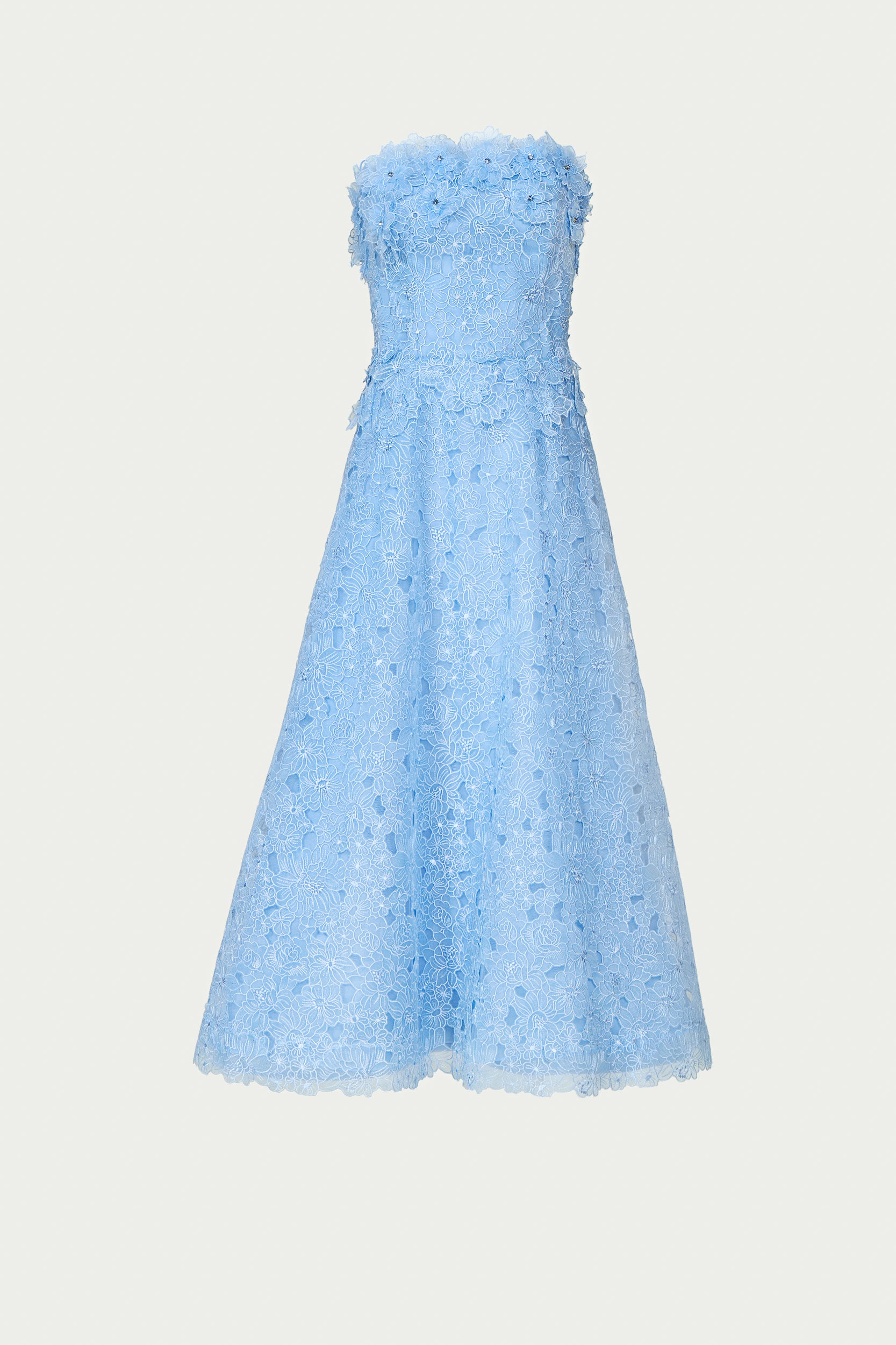 Anessa Embroidered Organza Stapless Midi Dress