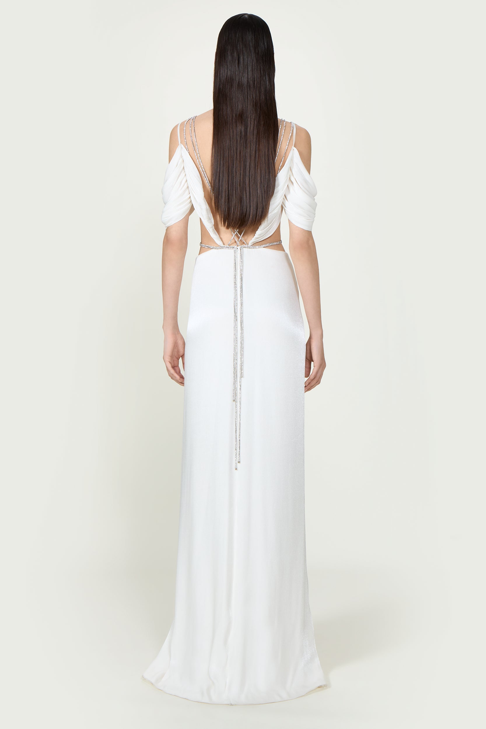 Calina Lurex Georgette Cutout Gown