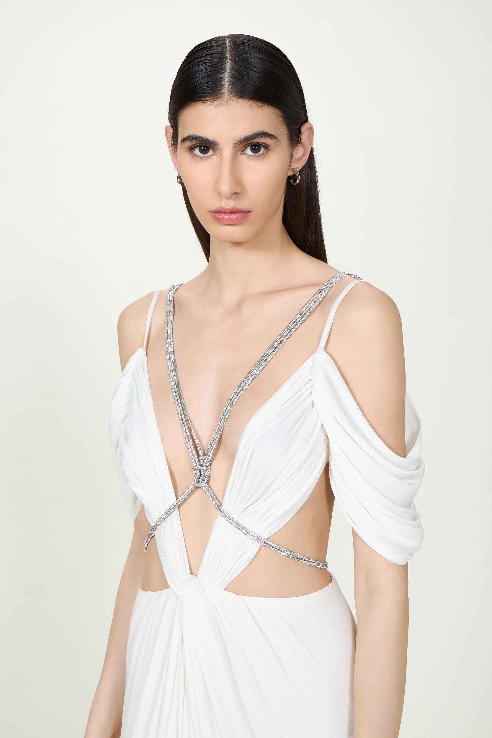 Calina Lurex Georgette Cutout Gown