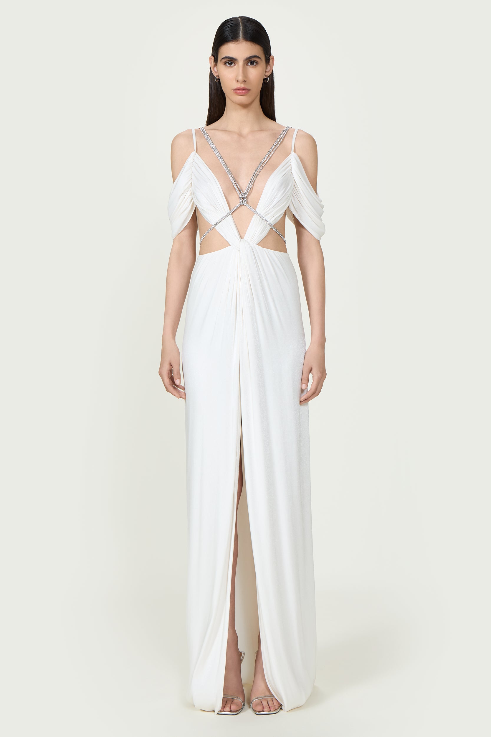 Calina Lurex Georgette Cutout Gown