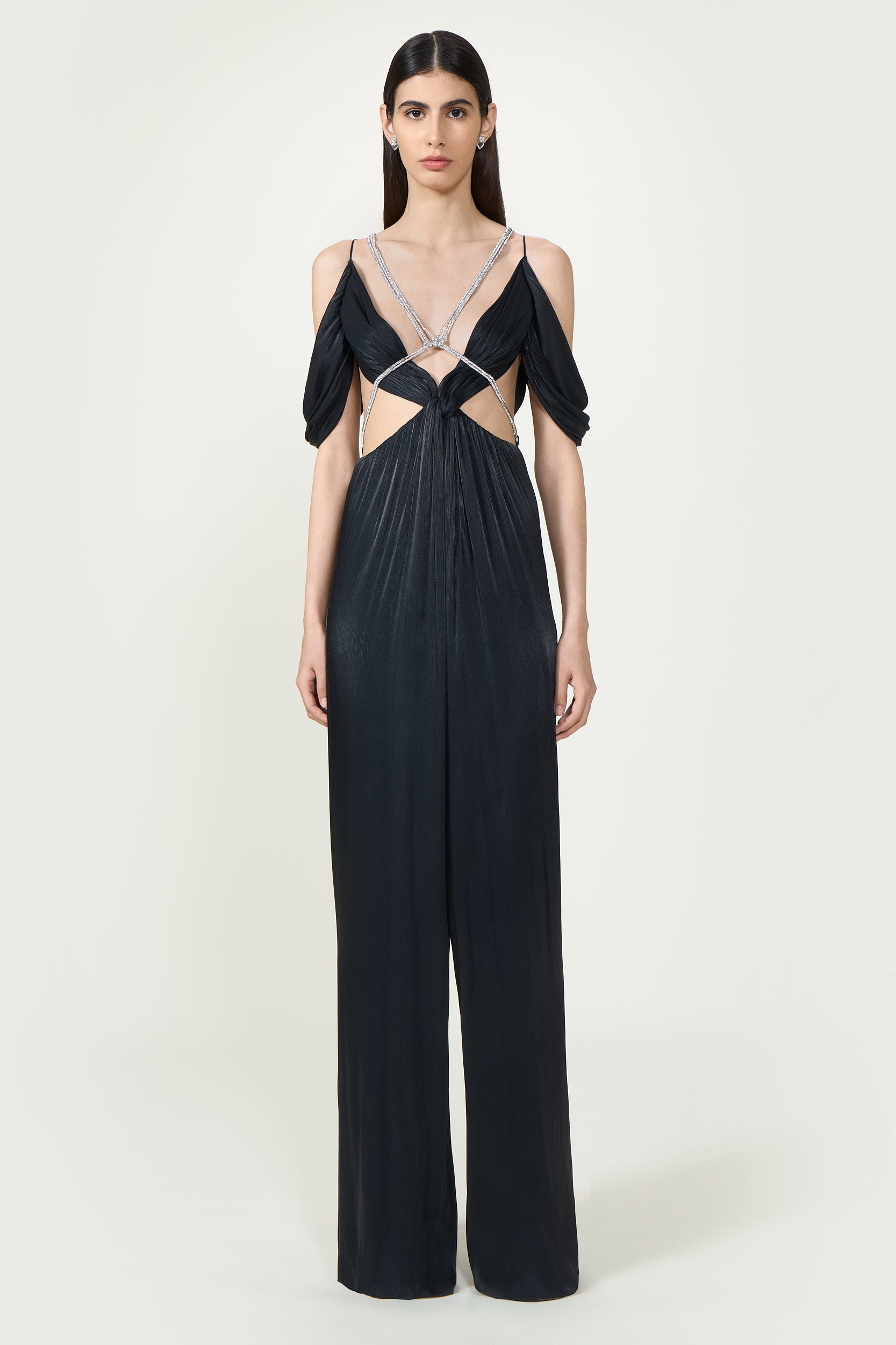 Inna Lurex Georgette Cutout Jumpsuit