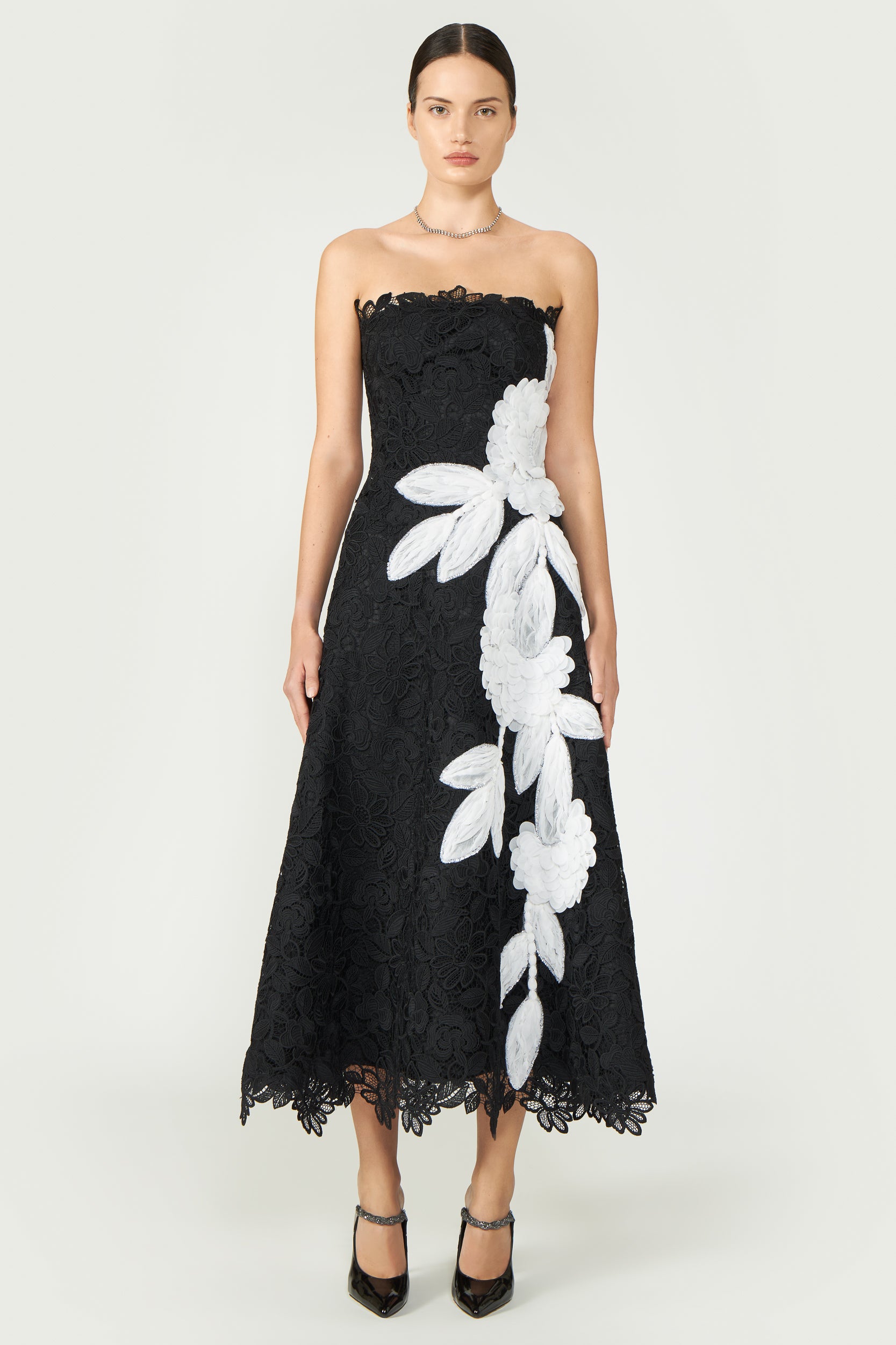 Cloelia Corded Lace Strapless Dress