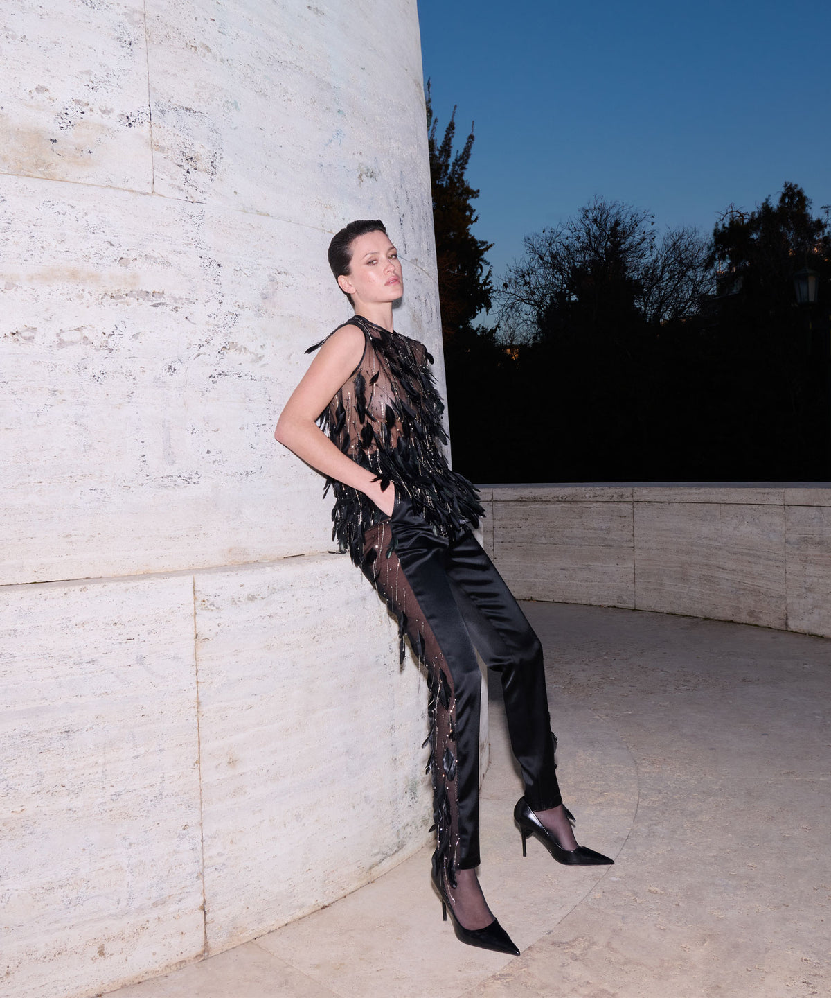 Costarellos Athens: Lace, Drape and Controlled Eveningwear