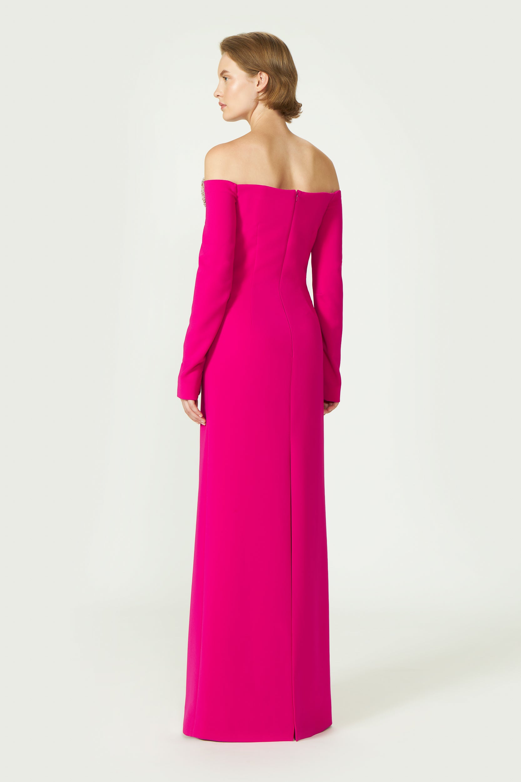 Meline Off-Shoulder Crepe Gown