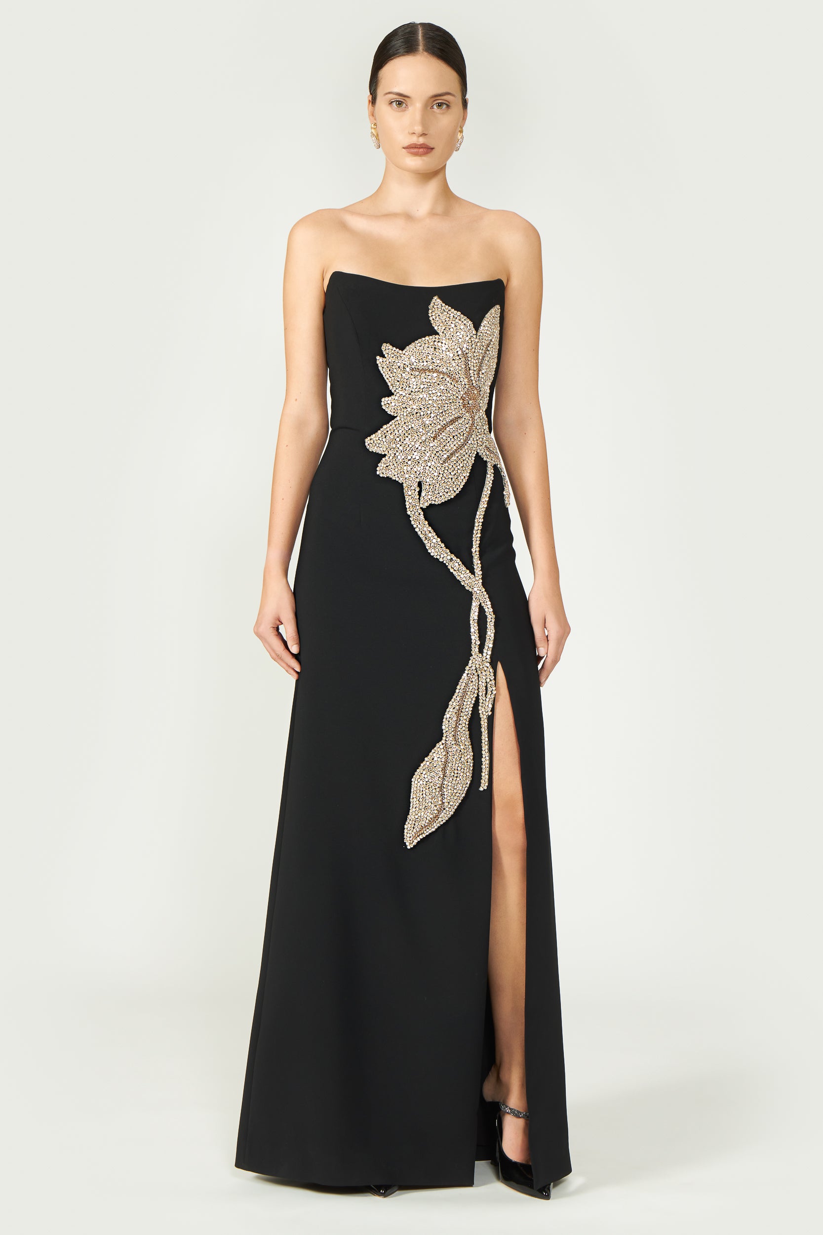 Costarellos - FARA Crepe Crystal Gown