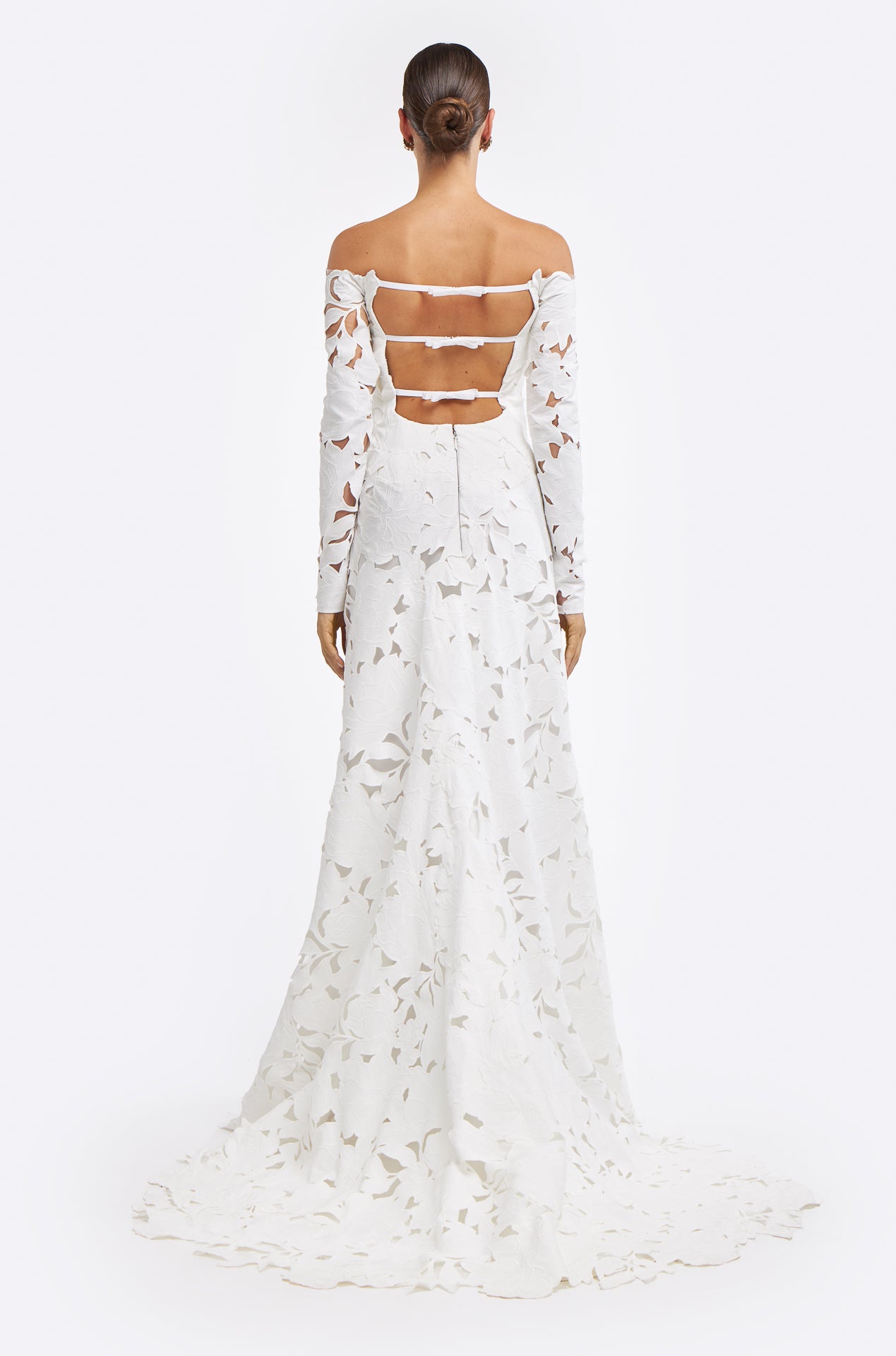 Oriane Floral-Cut Lace Gown